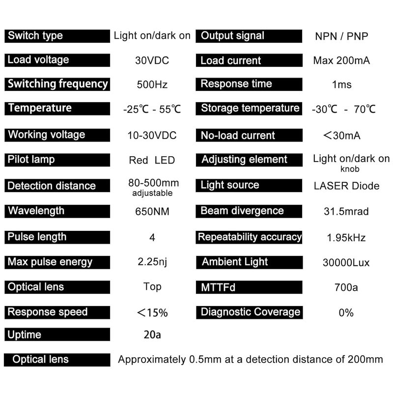 LCLCTC Sensor Laser photoelectric Switch NPN NO + NC Input(10-30VDC), 4 Wires; Detection Distance 8-50cm; HG18-D50N3, 12V; 24V Normally Open and Normally Closed Photoelectric Beam Sensor (NPN, NO+NC) - Image 5
